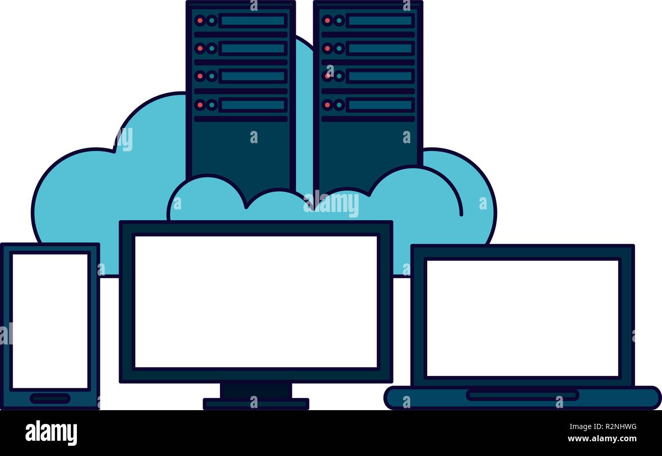 Technology devices with cloud computing vector illustration graphic ...