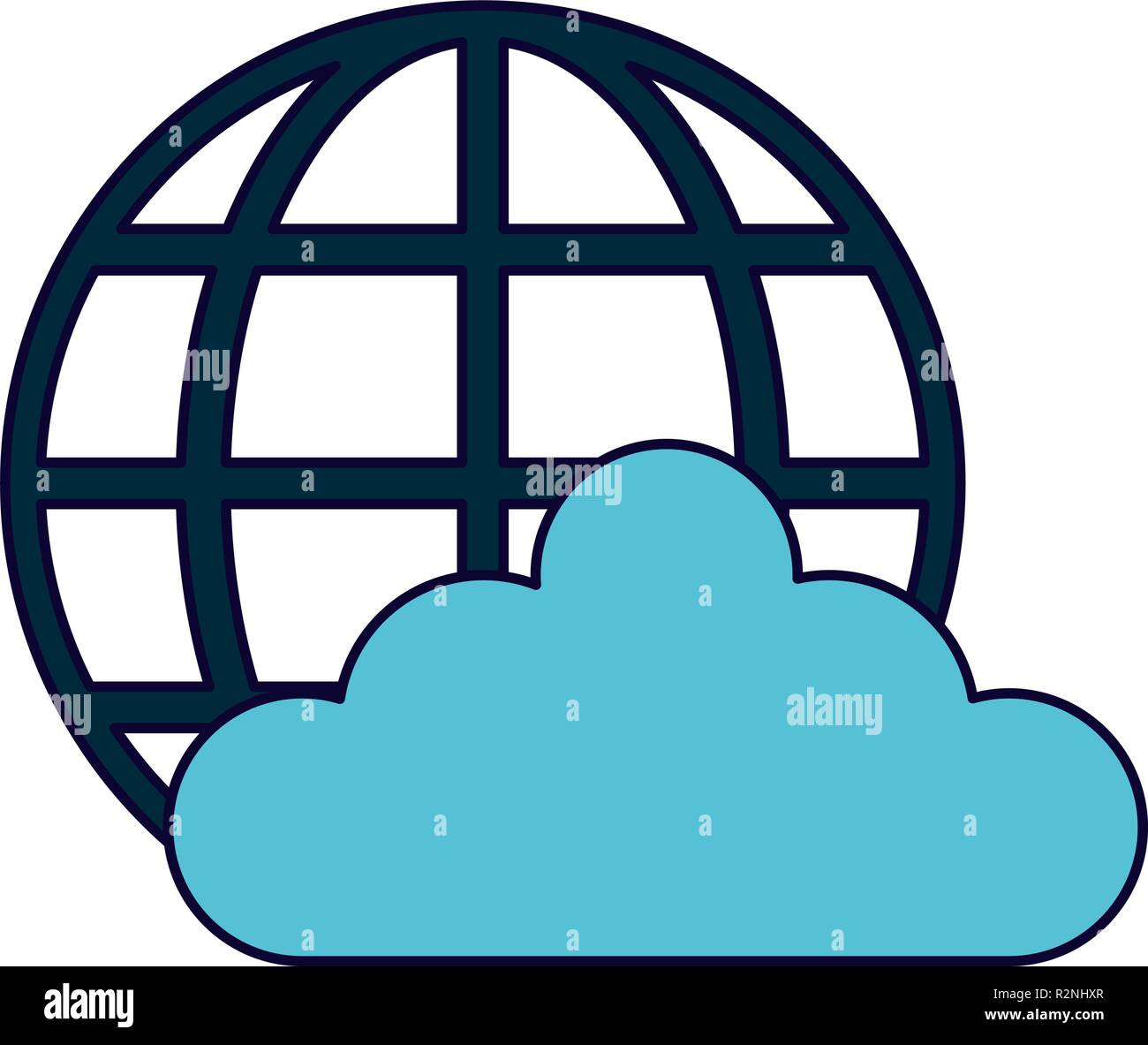 Cloud computing with global sphere vector illustration graphic design ...