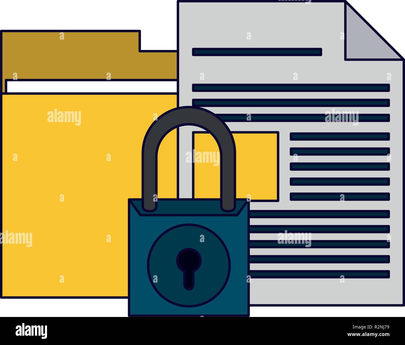 folder and document with padlock vector illustration graphic design ...