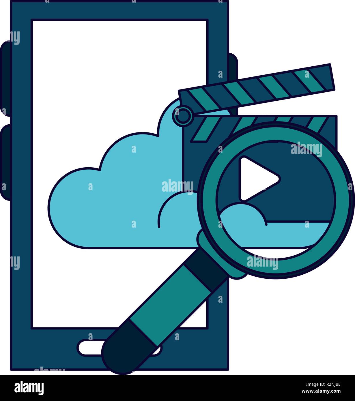 smartphone with cloud computing and video vector illustration graphic ...
