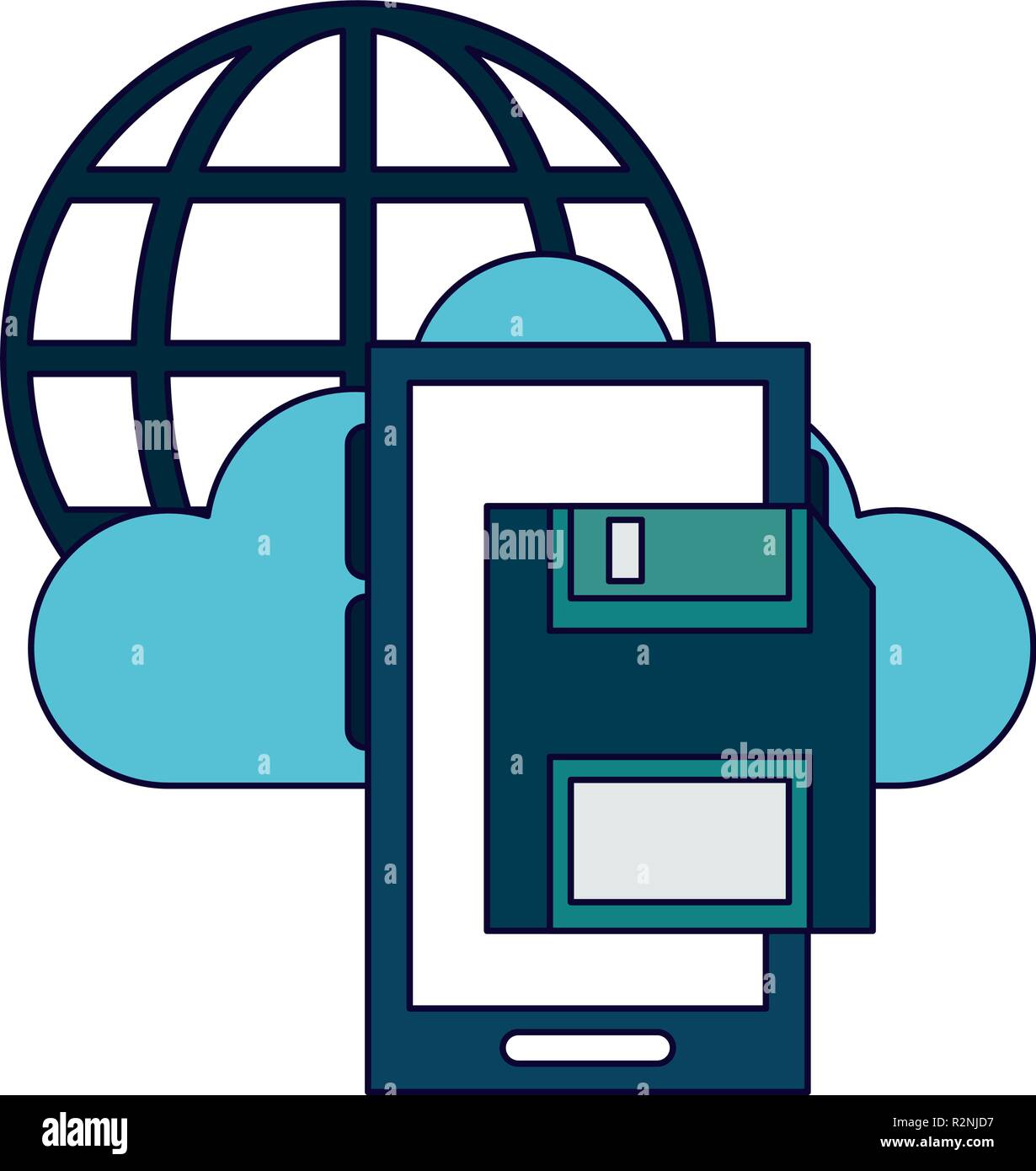 Smartphone and cloud computing technology vector illustration graphic ...