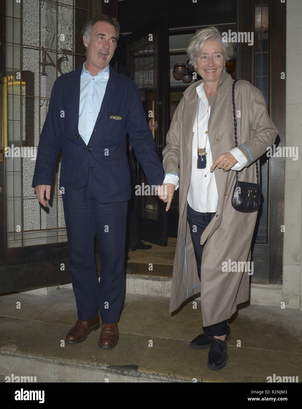 Emma Thompson and her husband Greg Wise leave 34 Mayfair restaurant  Featuring: Emma Thompson, Greg Wise Where: London, United Kingdom When: 20 Oct 2018 Credit: WENN.com Stock Photo