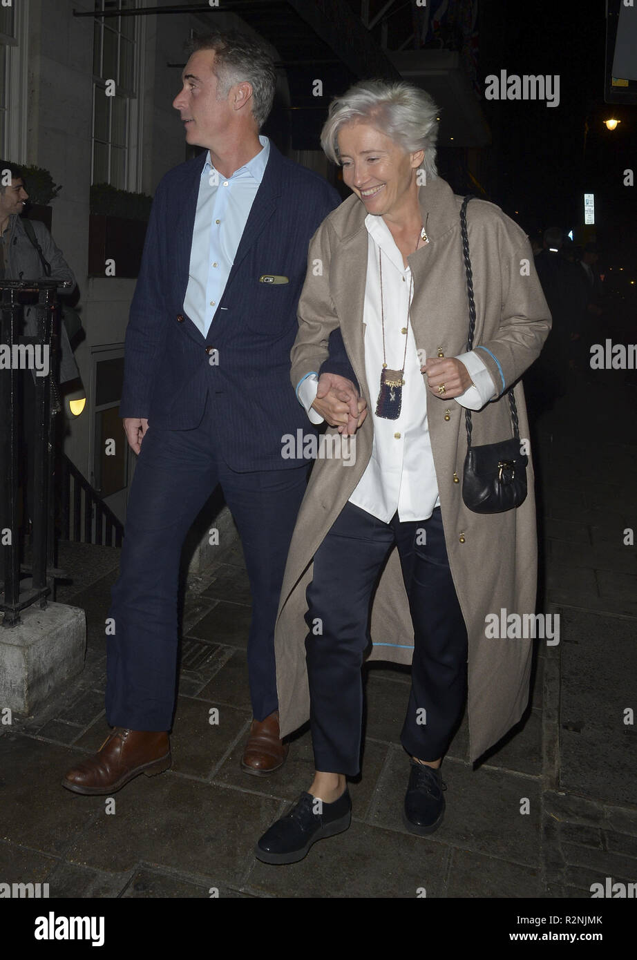 Emma Thompson and her husband Greg Wise leave 34 Mayfair restaurant