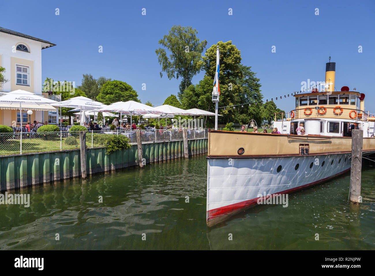 Paddle steamer ludwig fessler on the chiemsee hires stock photography