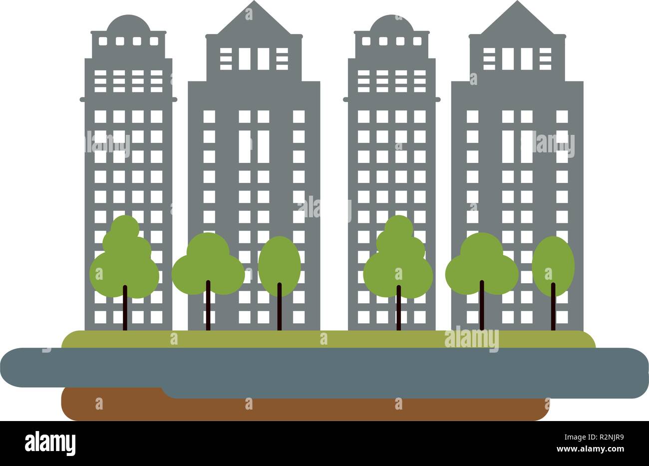 City buildings scenery with trees vector illustration graphic design ...