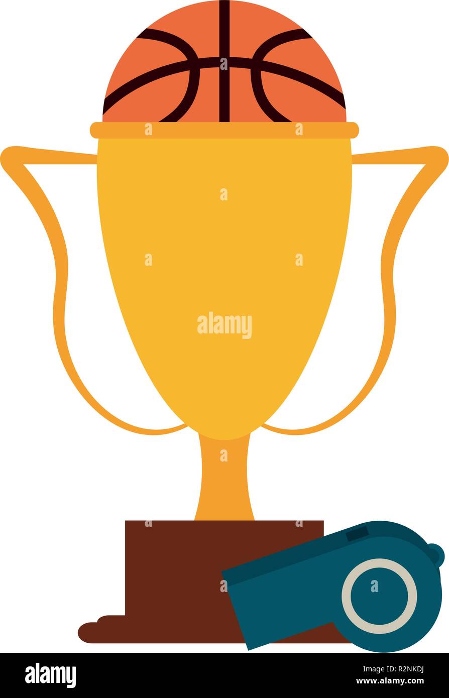 Basketball trophy and ball with whistle vector illustration graphic ...