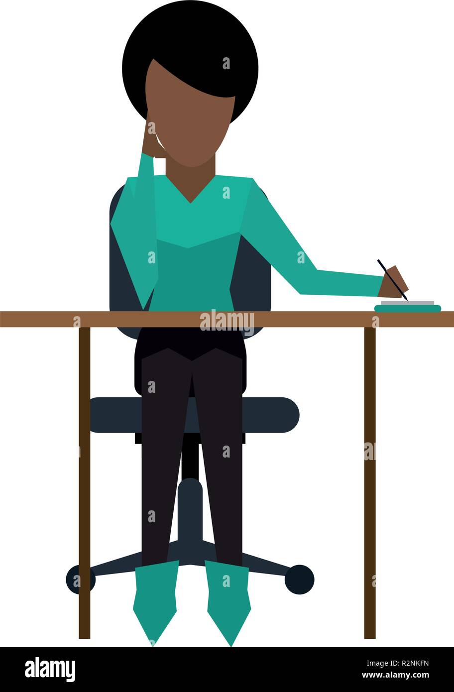 Woman on desk taking notes vector illustration graphic design Stock ...