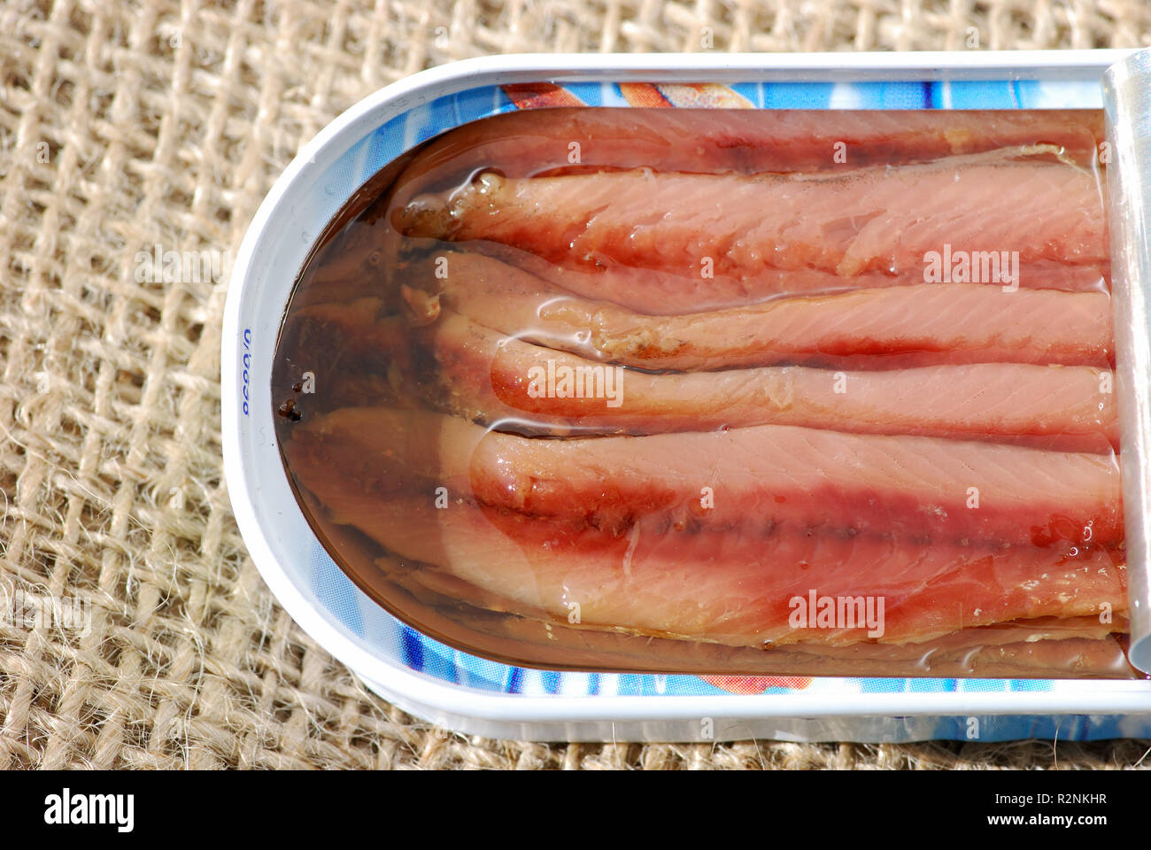 open can of sardines in oil Stock Photo Alamy