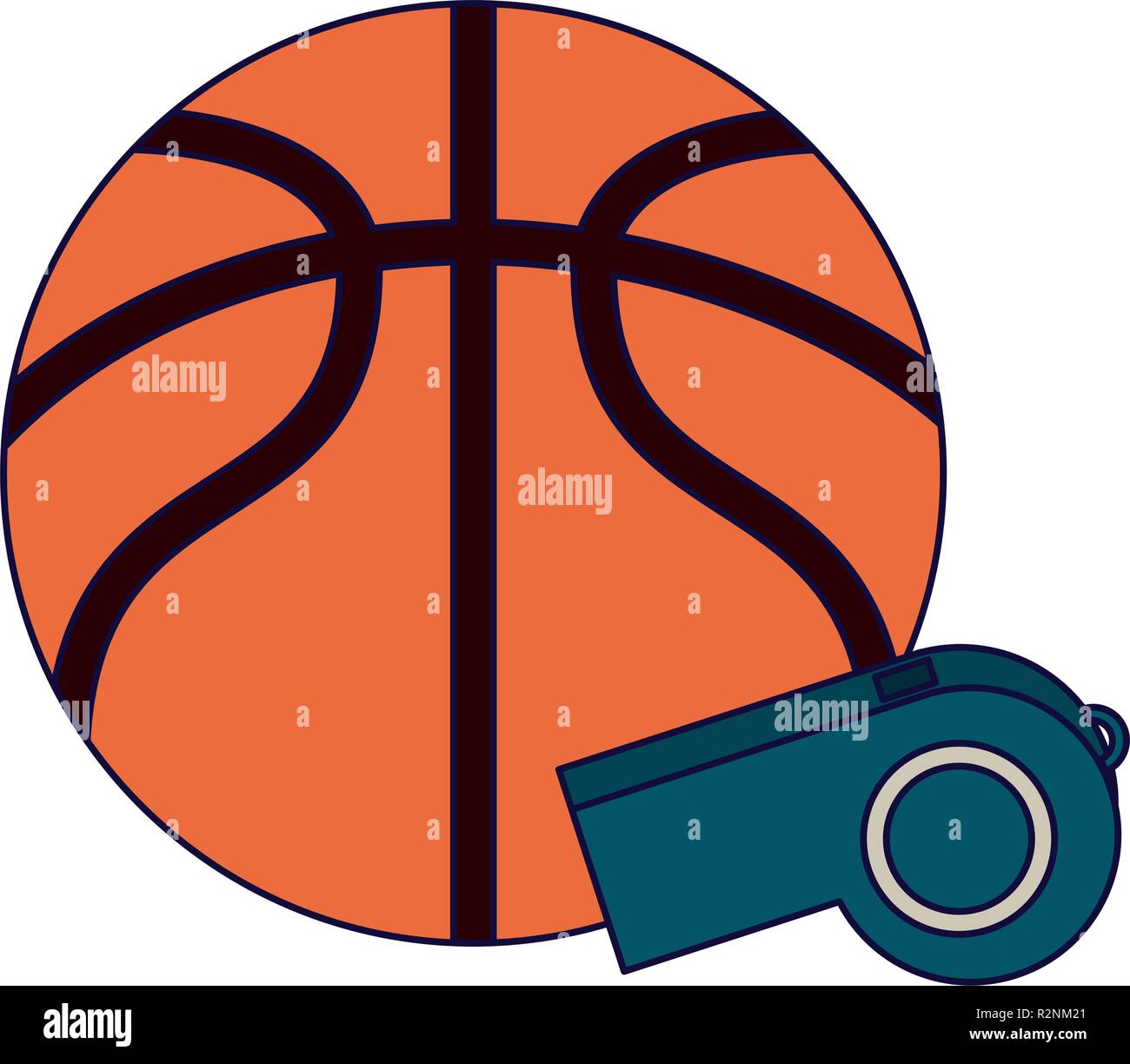Basketball ball and whistle vector illustration graphic design Stock