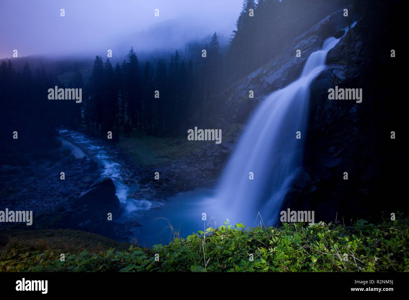 Krimml Waterfalls at dawn, High Tauern, Austria Stock Photo