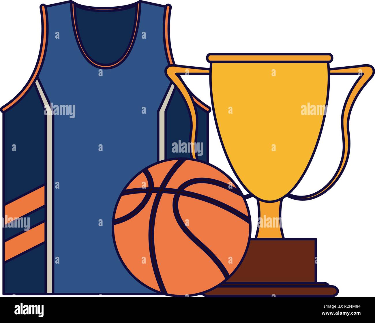 Basketball shirt and trophy cup vector illustration graphic design ...