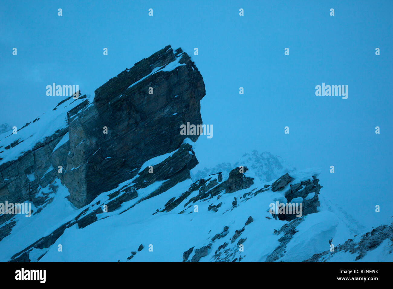 Ochsenscharte Gap in winter, Silvretta Alps, Vorarlberg, Austria Stock Photo