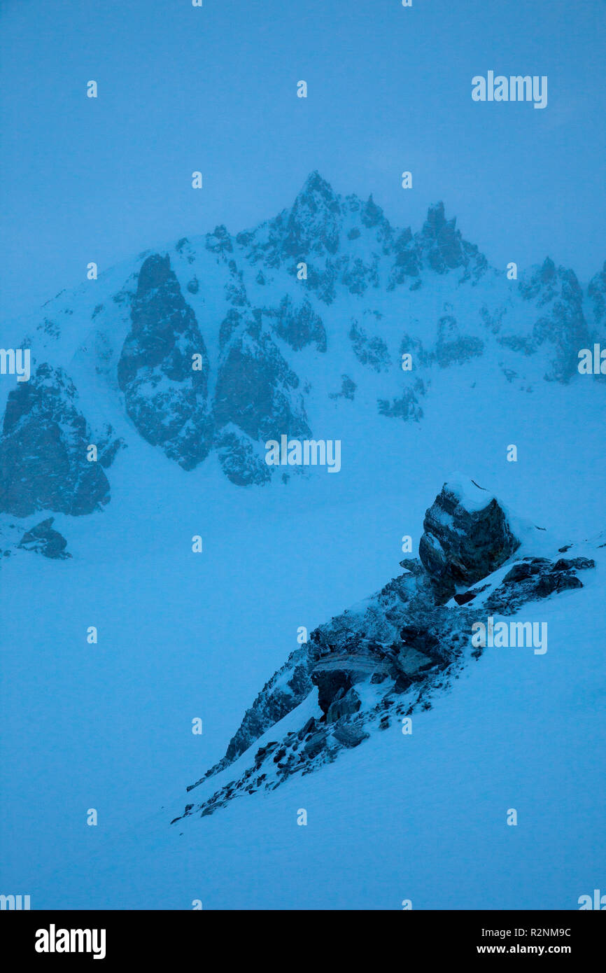 Ochsenscharte Gap in winter, Silvretta Alps, Vorarlberg, Austria Stock Photo