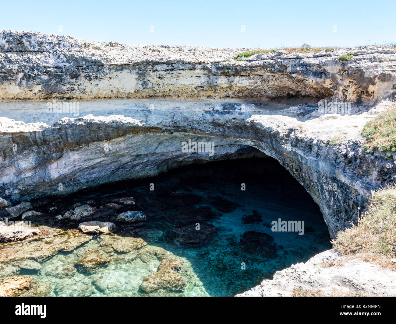 Seacoast near Grotta della Poesia in Salento Italy Stock Photo