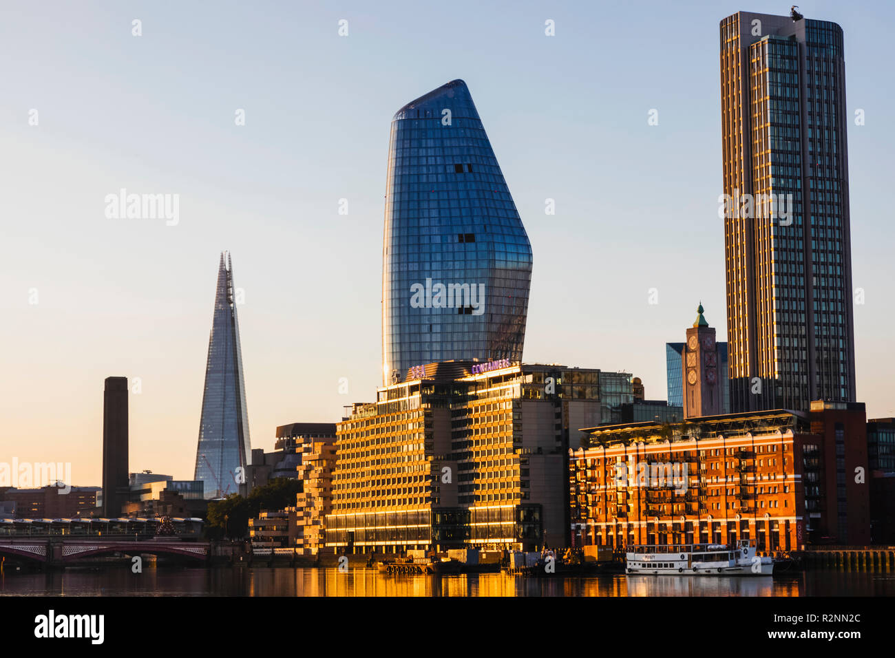England, London, Bankside Skyline and River Thames Stock Photo