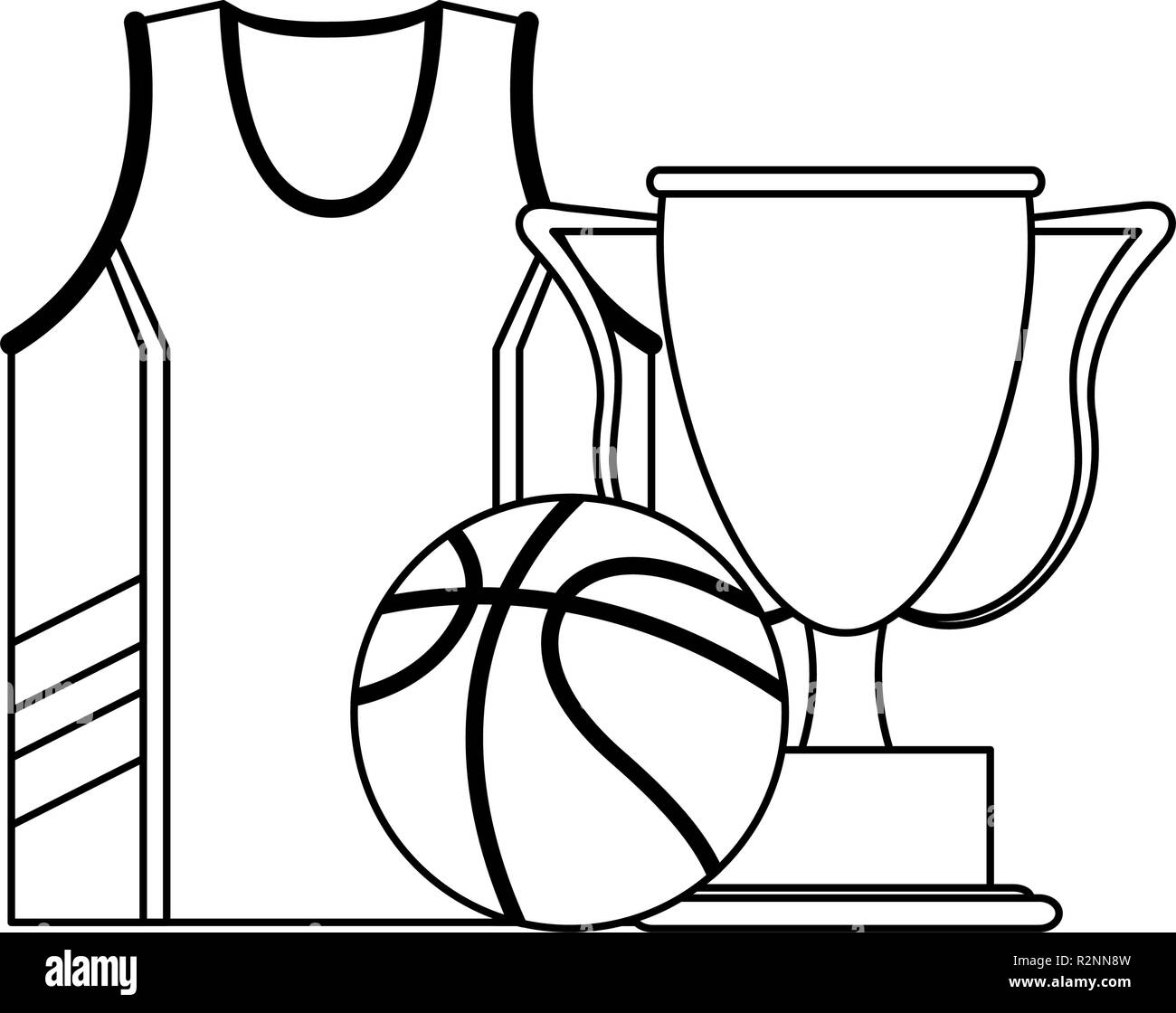 Basketball shirt and trophy cup vector illustration graphic design ...