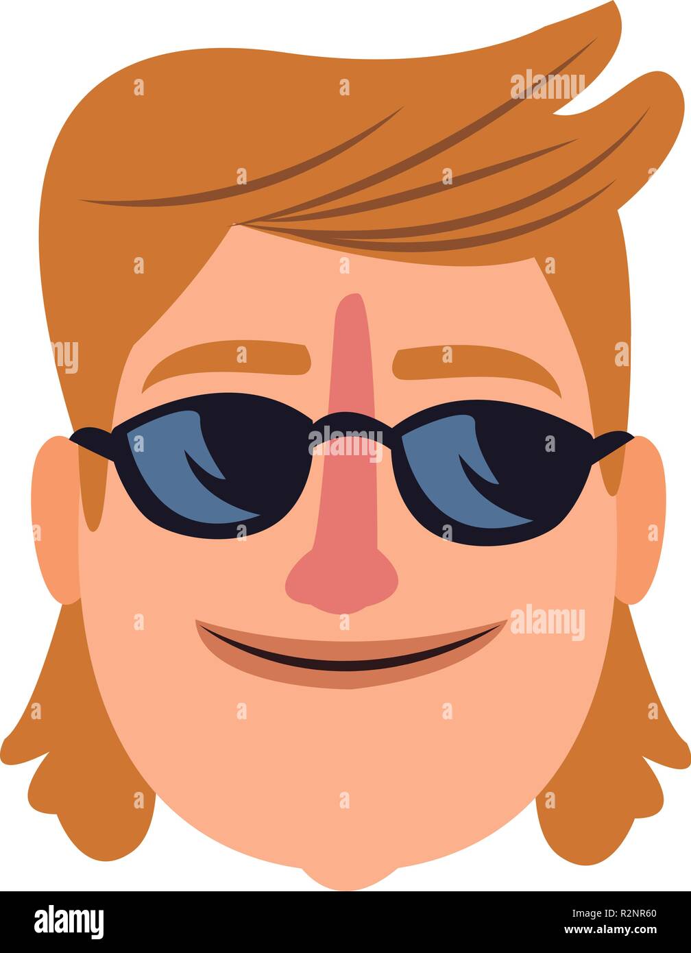 Man smiling with sunglasses face cartoon vector illustration graphic