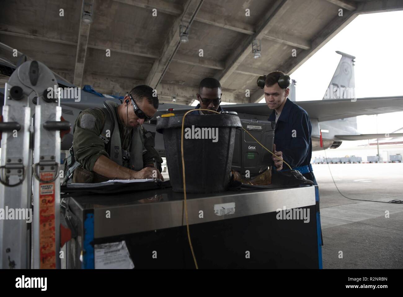U.S. Air Force Airmen from the 44th Fighter Squadron and 44th Aircraft ...