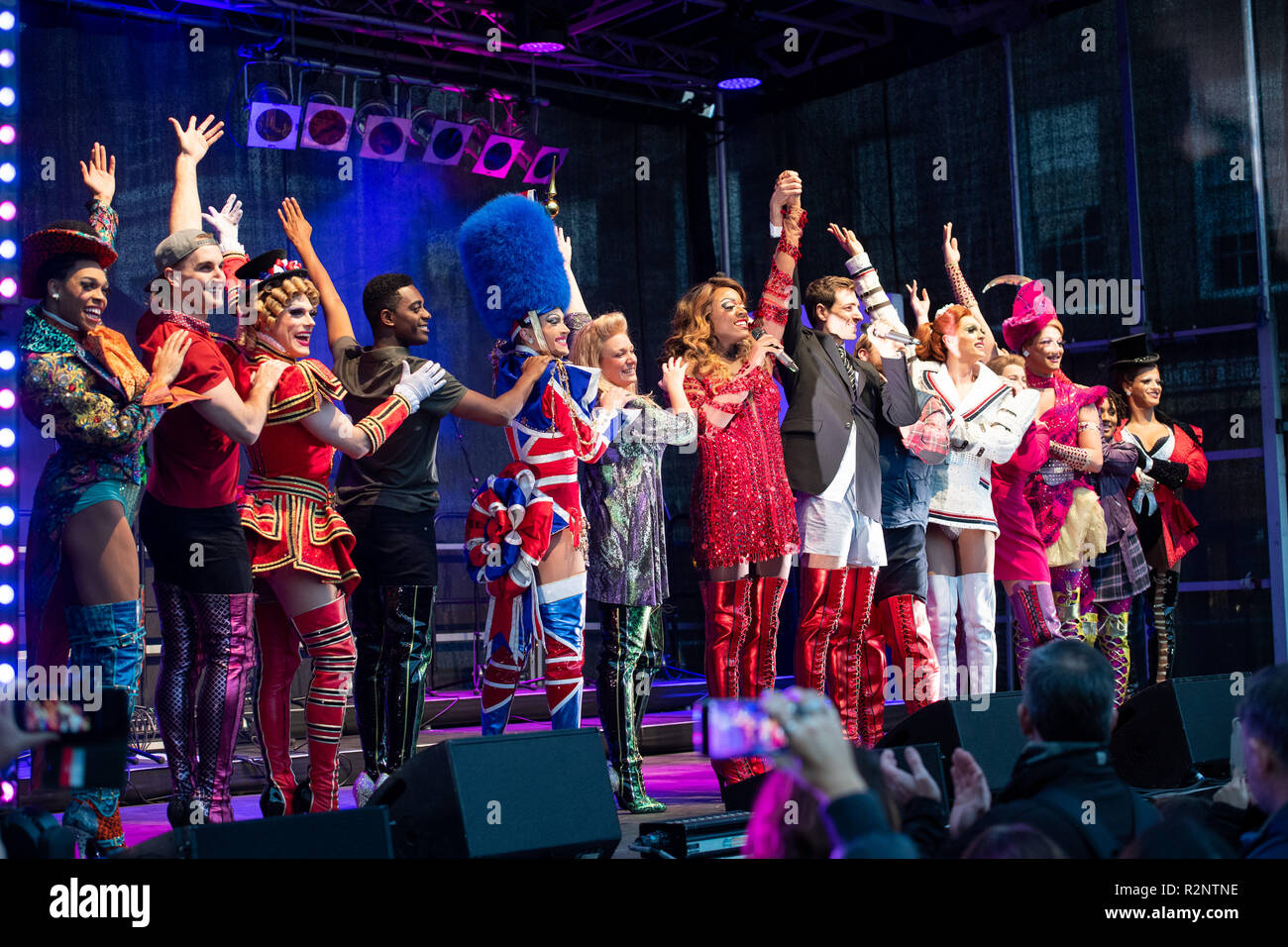 Pictured: Kinky Boots Light Night, a free community event hosted by Forth One’s Arlene Stuart on Sunday, 18 November marked the opening of Edinburgh’s Stock Photo
