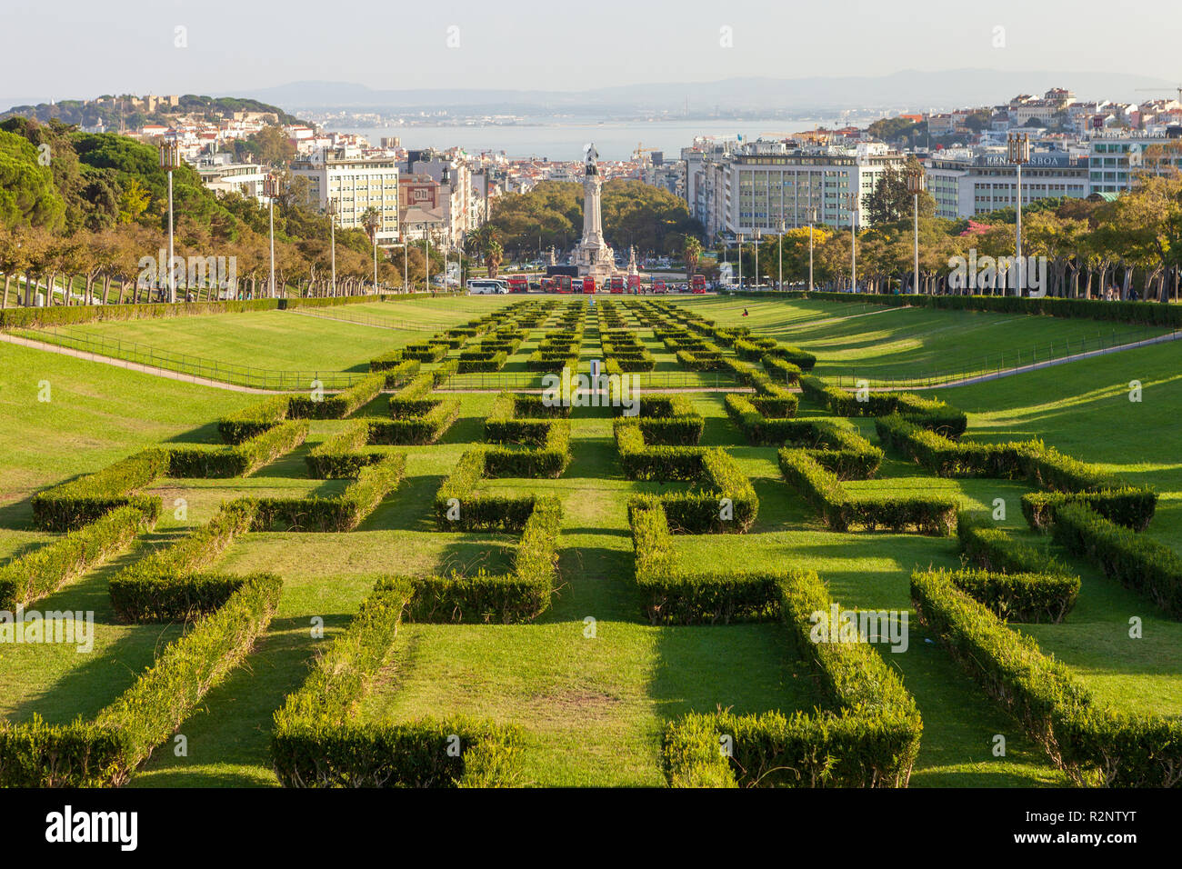Parque Eduardo VII do Reino Unido. Lisbon, Portugal Stock Photo