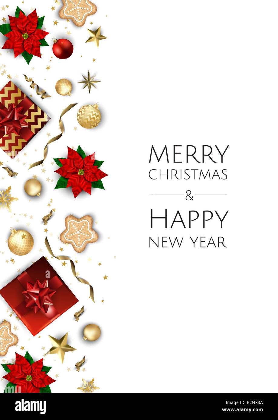 Christmas and New Year background with Gold glitter texture. Xmas card ...