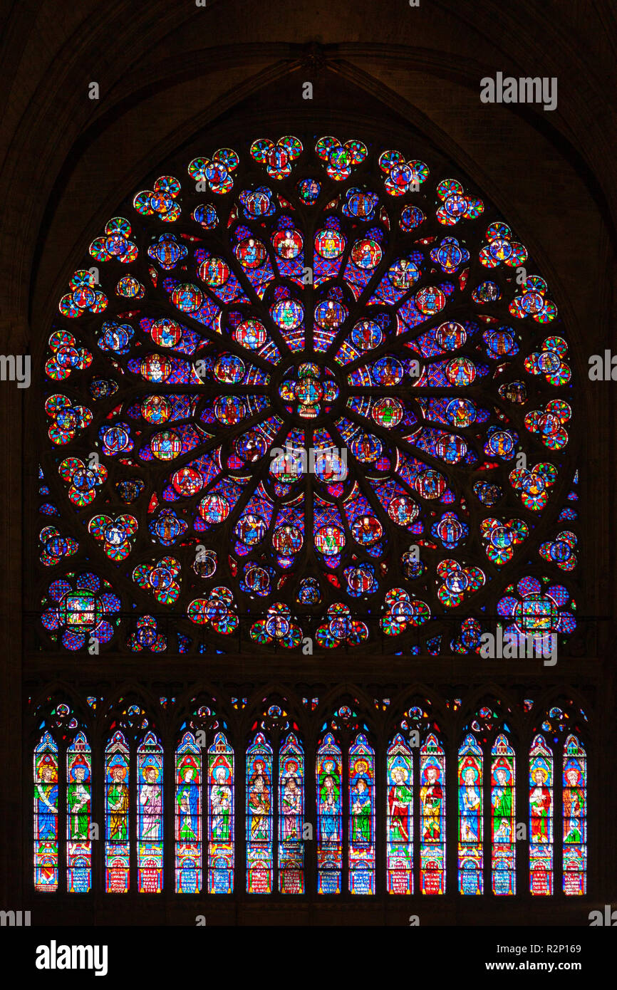 North Rose Window Notre Dame Cathedral Stock Photos & North Rose Window Notre Dame Cathedral