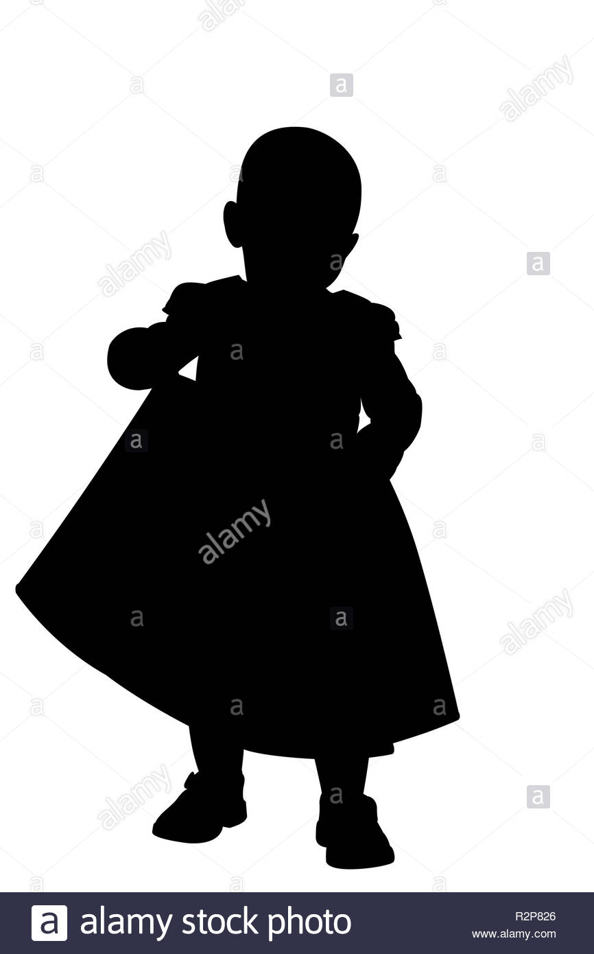 Cute Little Girl Outline Drawing Black and White Stock Photos & Images