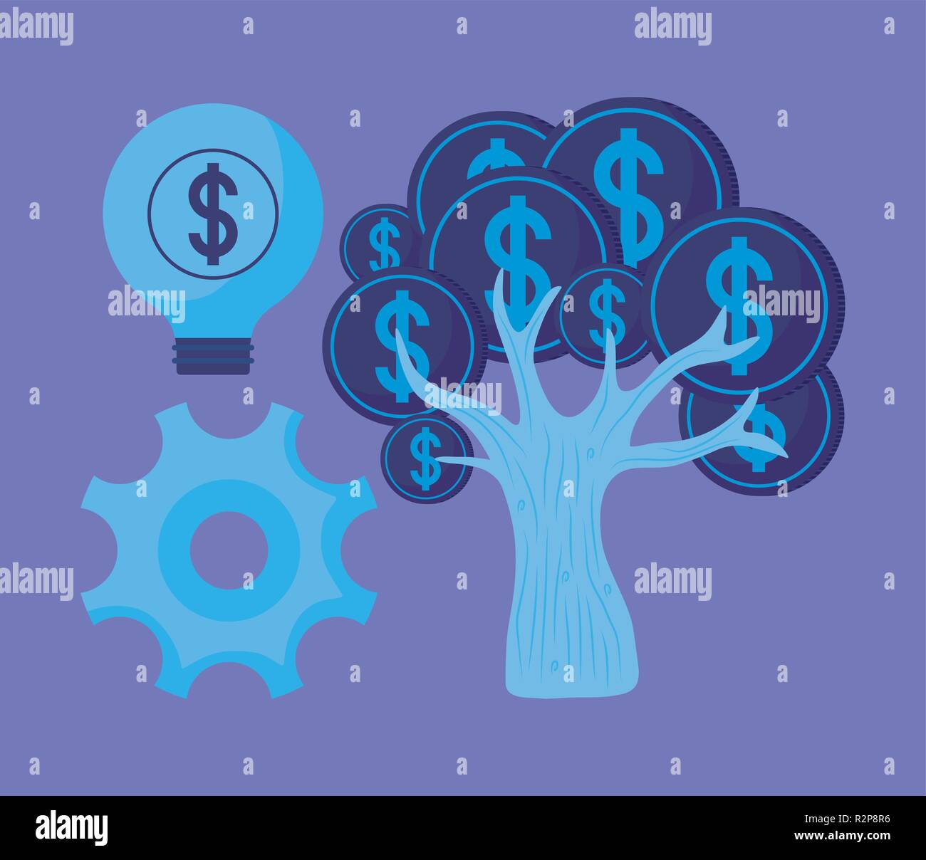 coins tree with set icons economy finance vector illustration design ...