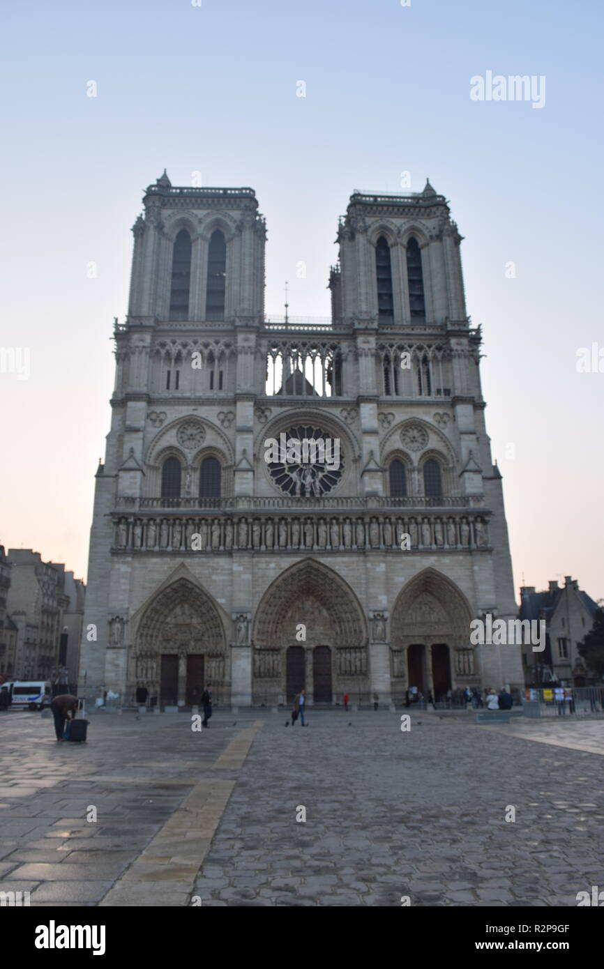 France, Paris, Seine, Ile de la Cite, view of Notre Dame Cathedral, one