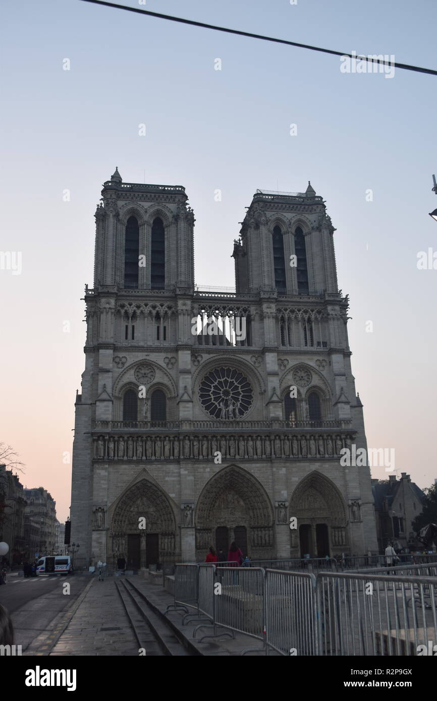 France, Paris, Seine, Ile de la Cite, view of Notre Dame Cathedral, one