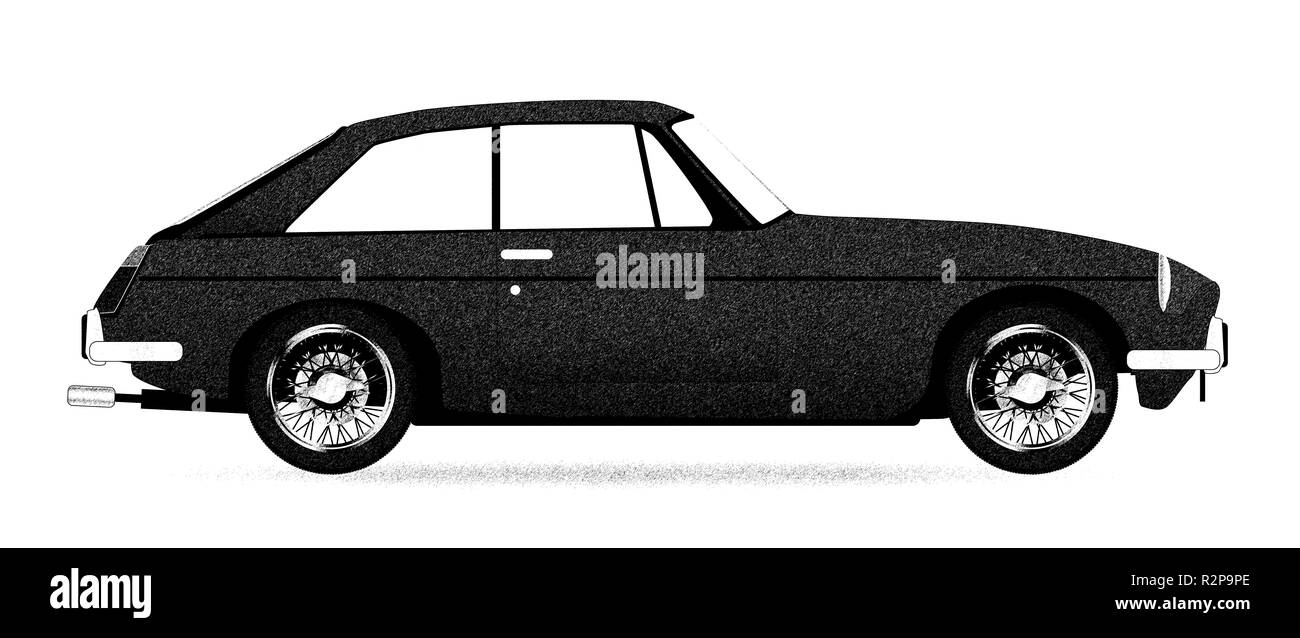 A sketch of a traditional British coupe style sports over a white background Stock Photo