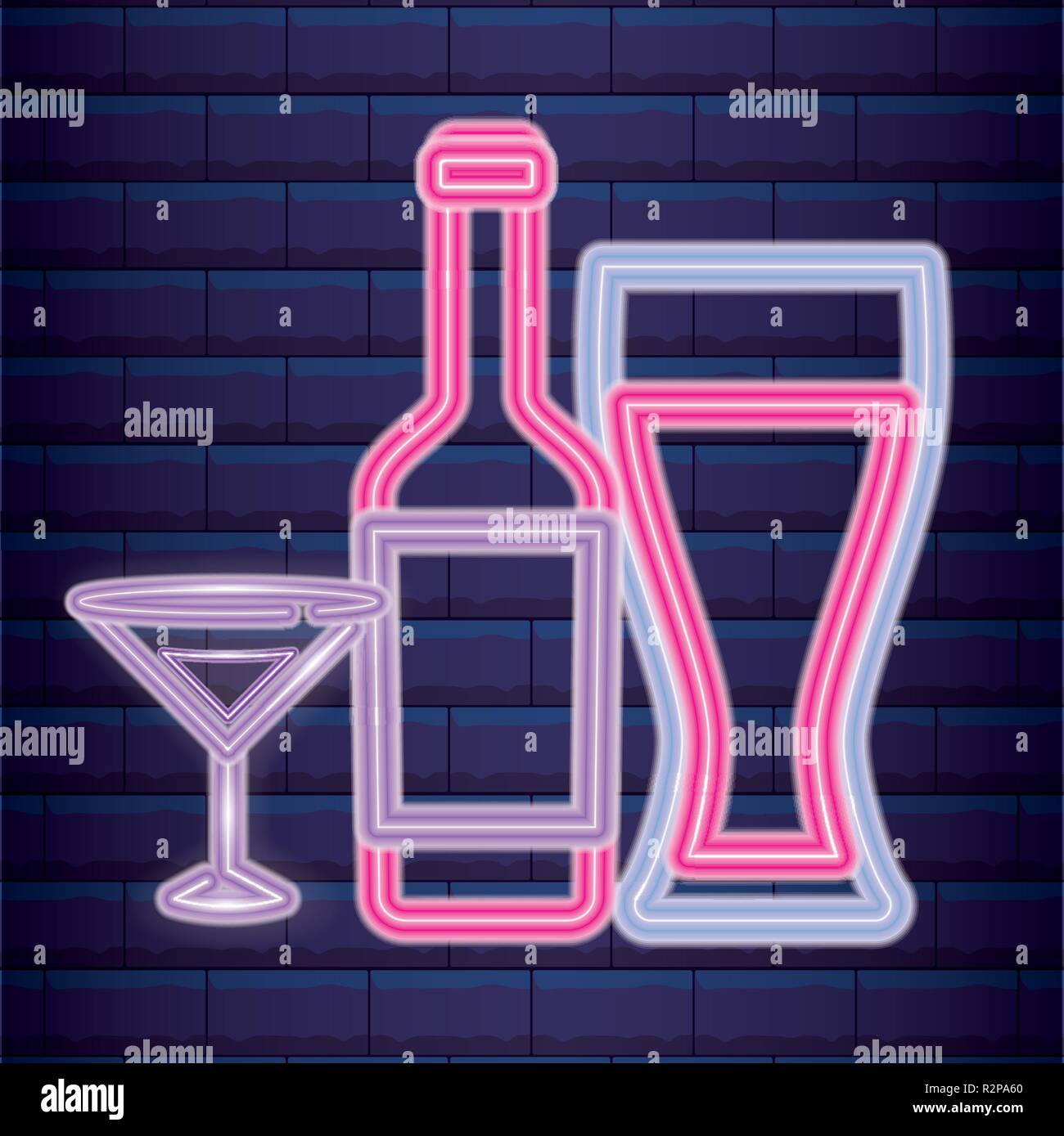 drinks neon light label vector illustration design Stock Vector Image ...