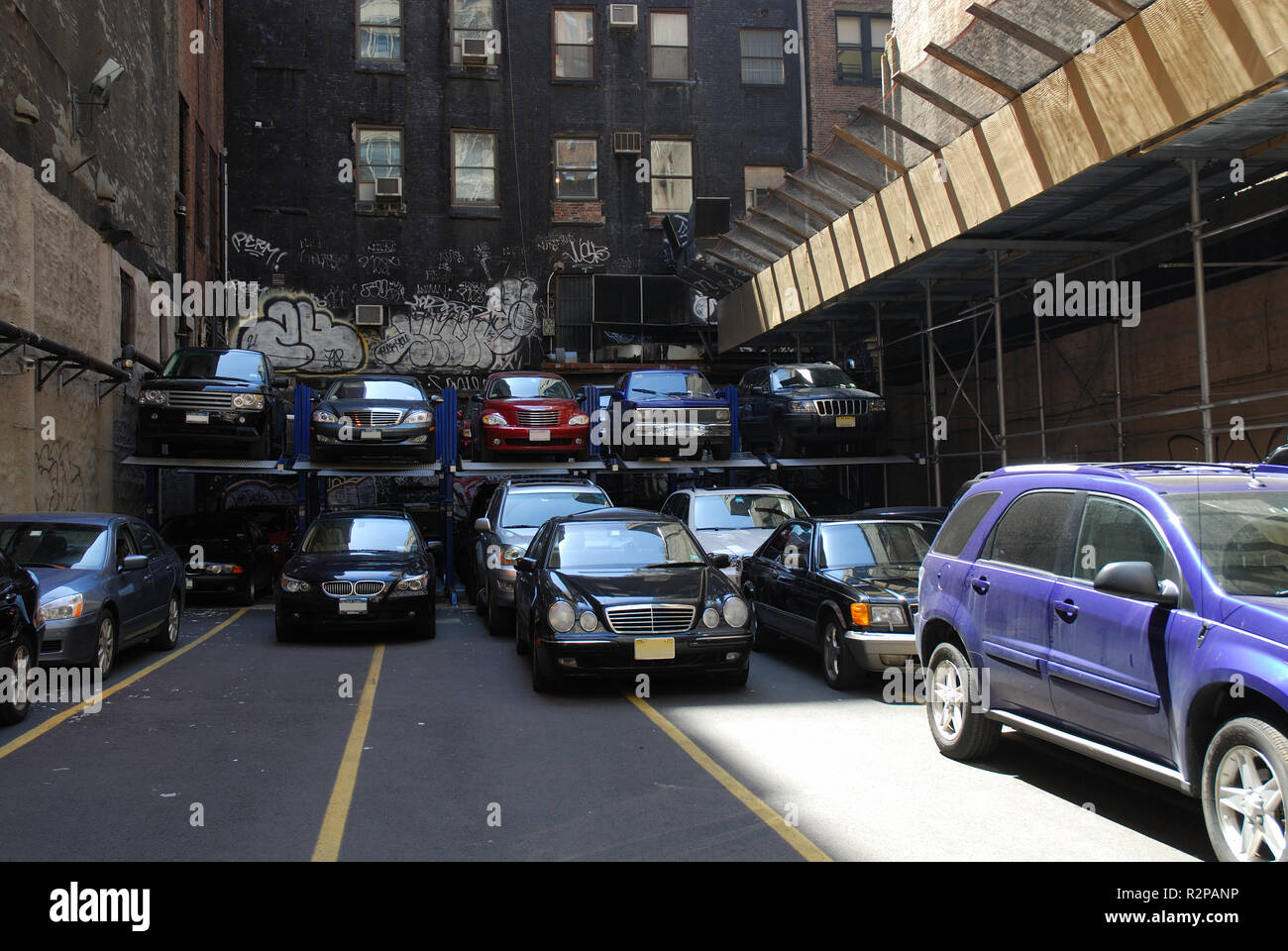 Cars In The Backyard Parking Lot Stock Photo Alamy