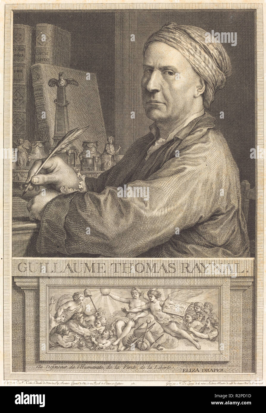 Guillaume Thomas Raynal. Dated: 1780. Dimensions: sheet: 25.7 x 19.3 cm (10 1/8 x 7 5/8 in.). Medium: engraving on laid paper. Museum: National Gallery of Art, Washington DC. Author: Nicolas Delaunay after Charles-Nicolas Cochin II. Stock Photo