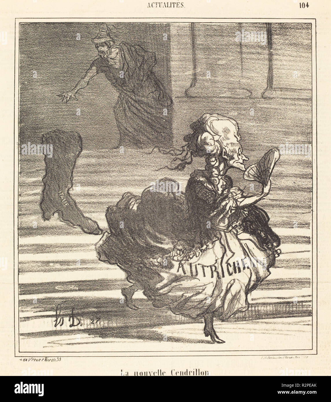 La Nouvelle Cendrillon. Dated: 1866. Medium: lithograph on newsprint. Museum: National Gallery of Art, Washington DC. Author: HONORÉ DAUMIER. Stock Photo