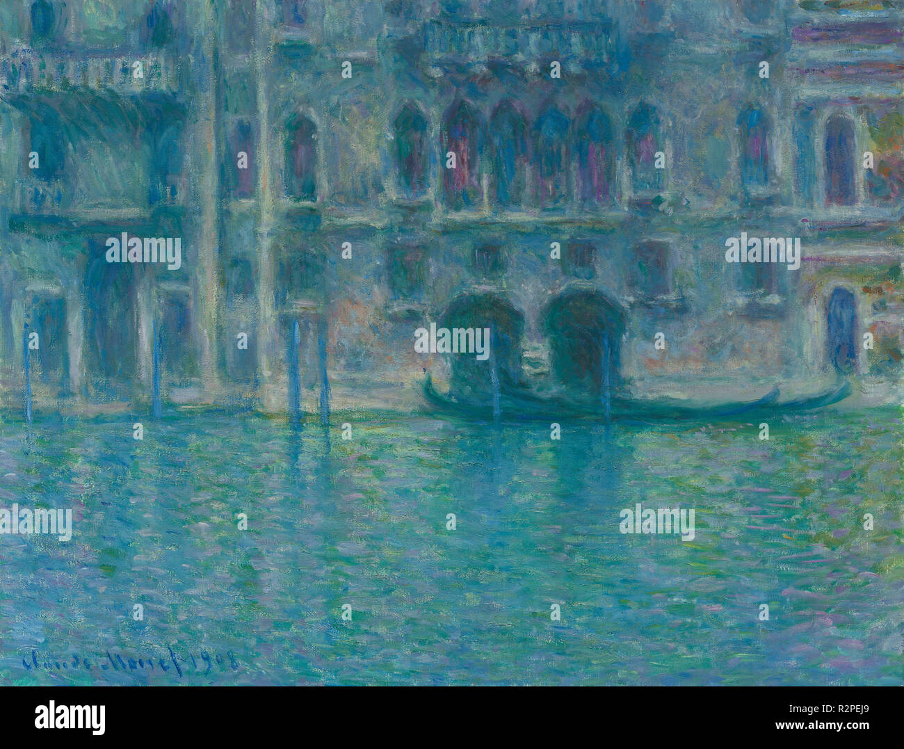 Palazzo da Mula, Venice. Dated: 1908. Dimensions: overall: 61.4 x 80.5 cm (24 3/16 x 31 11/16 in.)  framed: 86.3 x 105.4 x 10.7 cm (34 x 41 1/2 x 4 3/16 in.). Medium: oil on canvas. Museum: National Gallery of Art, Washington DC. Author: CLAUDE MONET. MONET, CLAUDE. Stock Photo