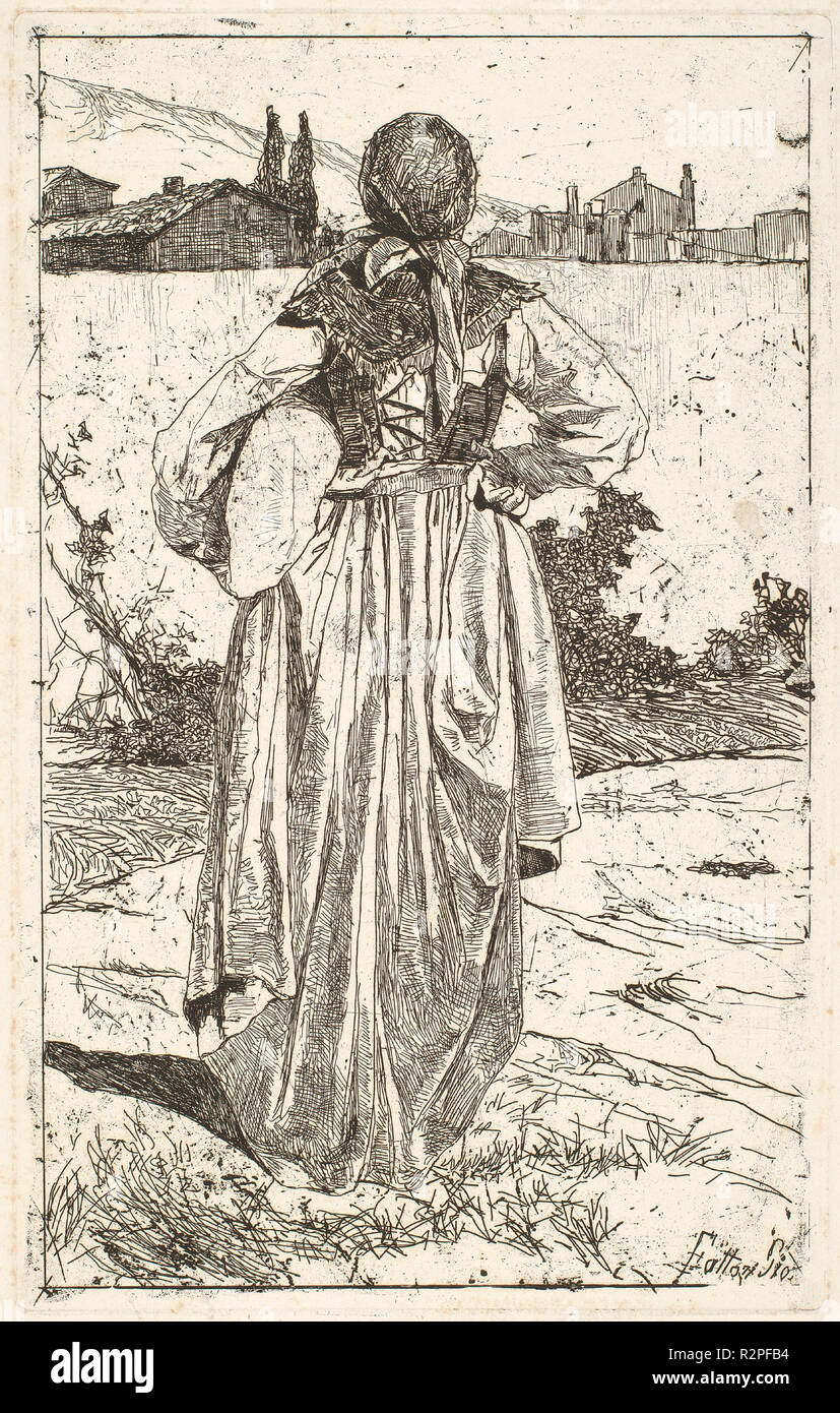 Woman of the Gabbro [Donna al gabbro]. Dated: 1886-1887. Dimensions: sheet: 52 × 35 cm (20 1/2 × 13 3/4 in.)  plate: 34 × 21.4 cm (13 3/8 × 8 7/16 in.). Medium: etching on wove paper. Museum: National Gallery of Art, Washington DC. Author: GIOVANNI FATTORI. FATTORI, GIOVANNI. Stock Photo
