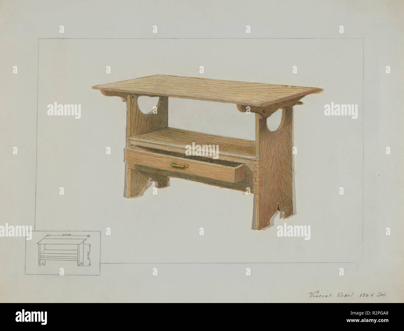 Kitchen Bench Table Dated C 1936 Dimensions Overall 23 X