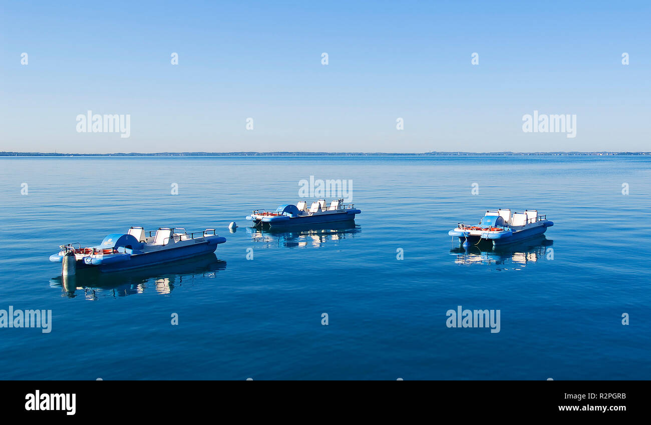 three boats on lake garda Stock Photo