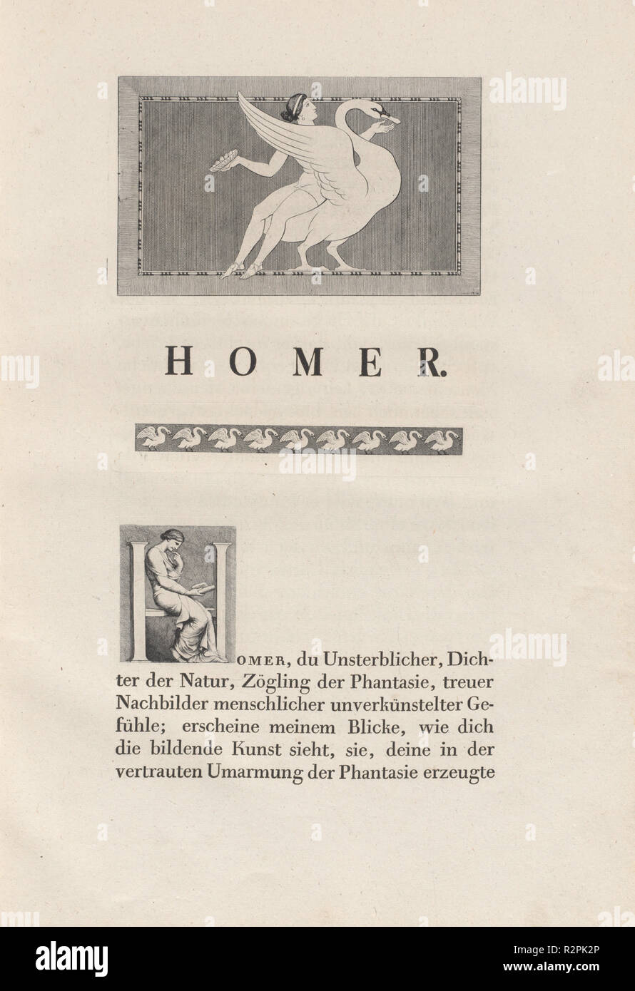 Homer Nach Antiken Gezeichnet. Dated: 1801. Dimensions: book: 52 × 36.5 × 3.7 cm (20 1/2 × 14 3/8 × 1 7/16 in.). Medium: bound volume with etched and engraved illustrations, including 8 initials, 19 head- or tailpieces and 37 plates. Museum: National Gallery of Art, Washington DC. Author: Johann Heinrich Wilhelm Tischbein for authors Homer and Christian Gottlob Heyne. Stock Photo