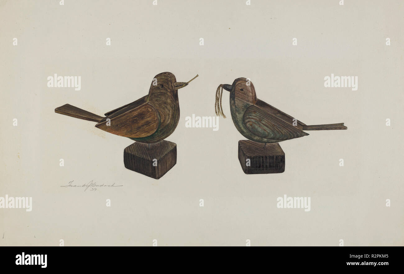 Toy Birds. Dated: 1939. Dimensions: overall: 27.9 x 43.2 cm (11 x 17 in.)  Original IAD Object: 5 3/4' long; 4' high. Medium: watercolor, graphite, and pen and ink on paperboard. Museum: National Gallery of Art, Washington DC. Author: Frank Budash. Stock Photo