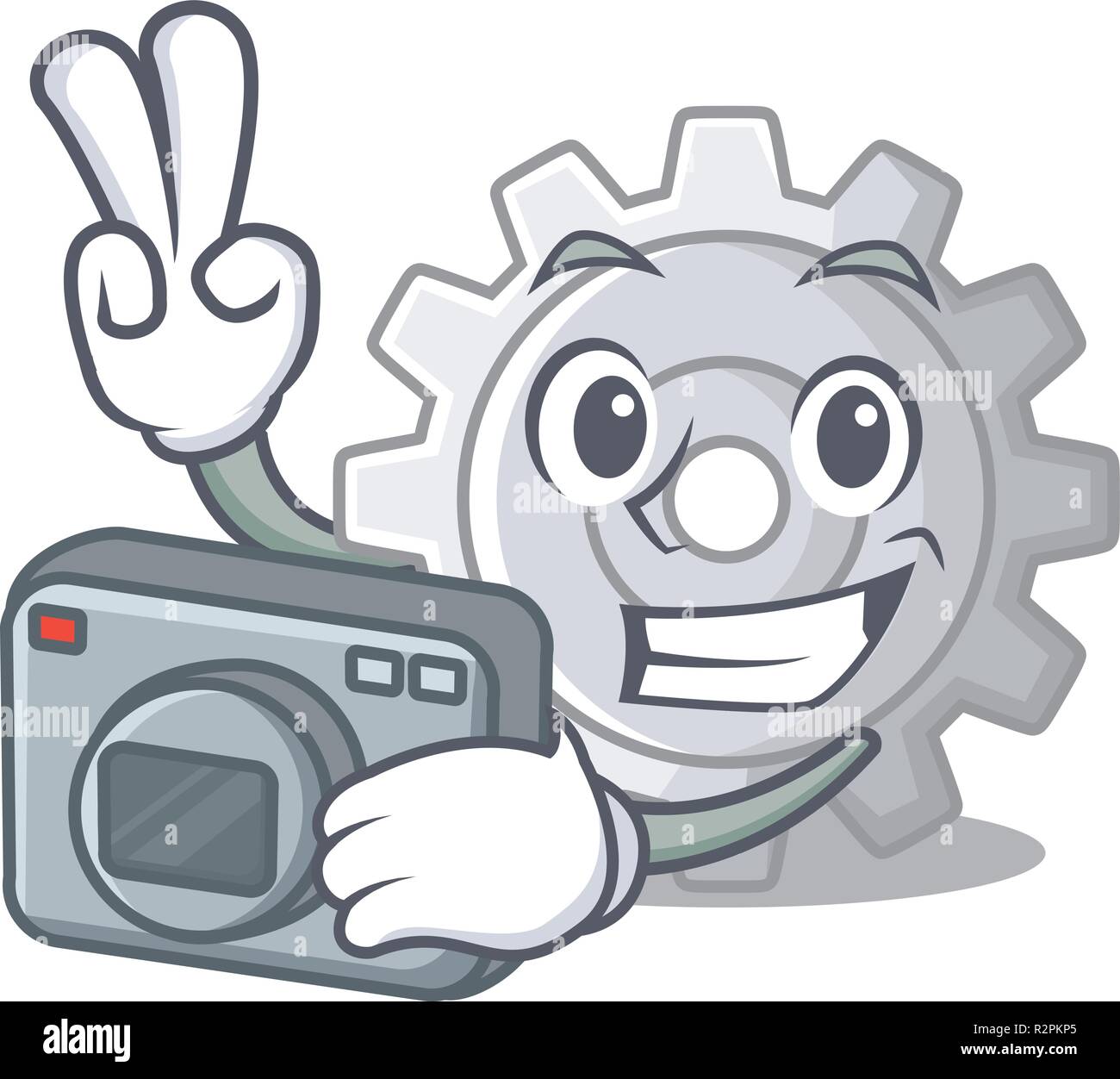 Photographer gear settings mechanism on mascot shape Stock Vector