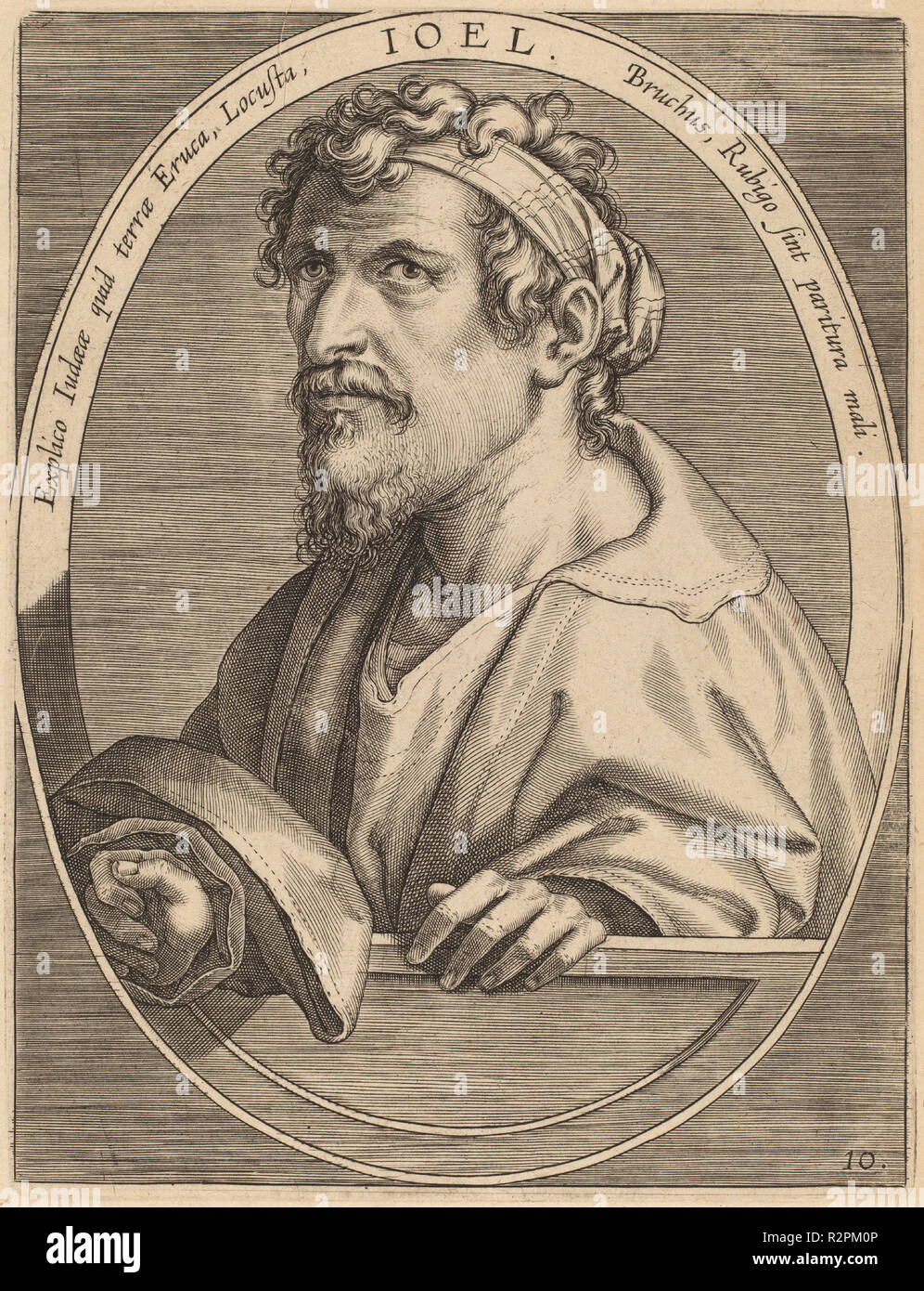 Joel. Dated: published 1613. Dimensions: plate: 17.6 x 13.4 cm (6 15/16 x 5 1/4 in.)  sheet: 24.3 x 19.1 cm (9 9/16 x 7 1/2 in.). Medium: engraving on laid paper. Museum: National Gallery of Art, Washington DC. Author: Theodor Galle after Jan van der Straet. Stock Photo