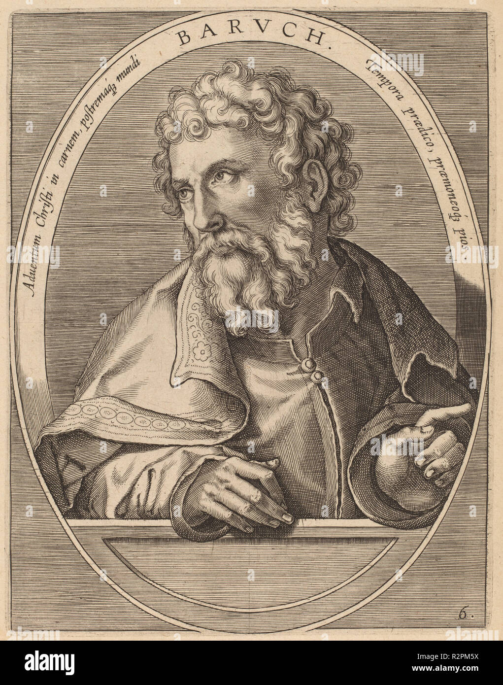 Baruch. Dated: published 1613. Dimensions: plate: 17.7 x 13.7 cm (6 15/16 x 5 3/8 in.)  sheet: 24.3 x 19 cm (9 9/16 x 7 1/2 in.). Medium: engraving on laid paper. Museum: National Gallery of Art, Washington DC. Author: Theodor Galle after Jan van der Straet. Stock Photo