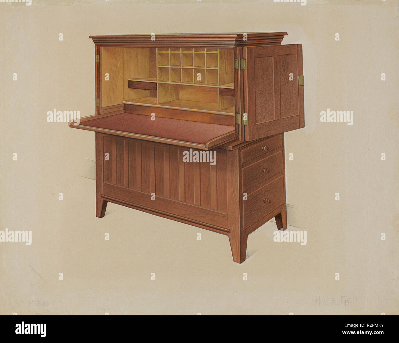 Shaker Desk Dated C 1937 Dimensions Overall 22 8 X 28 Cm 9