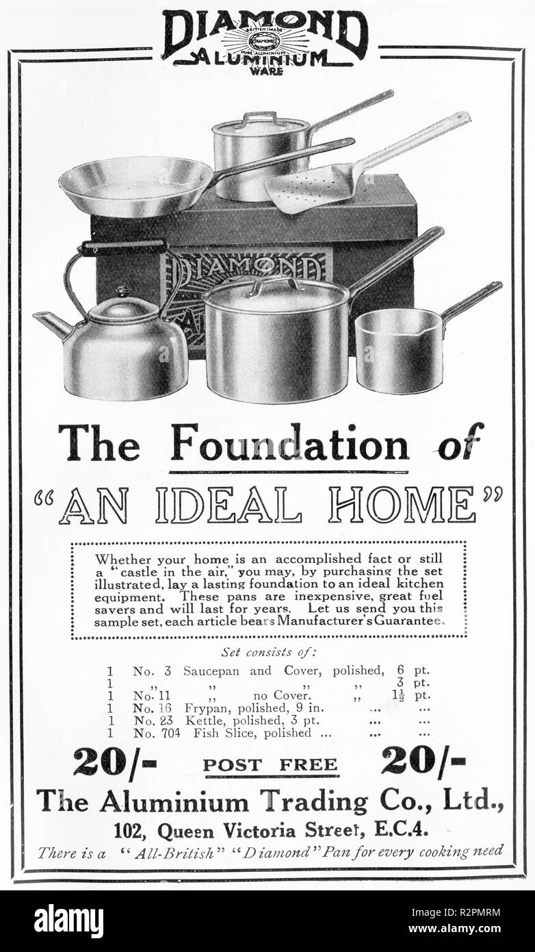 Halftone advertisement for Diamond aluminium kitchenware, circa 1930 Stock Photo
