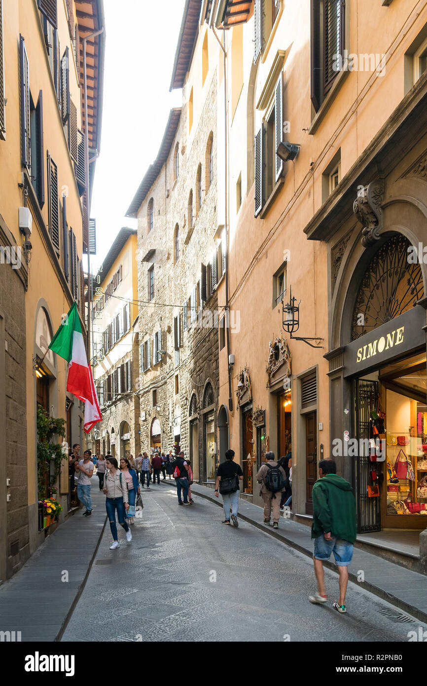 Florence, old town street, shops Stock Photo