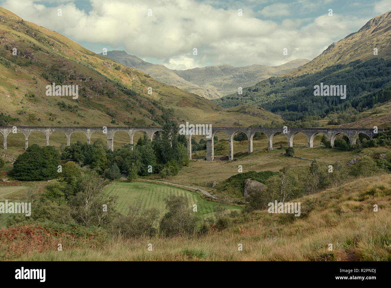 Glenfinnan Viaduct Jacobite Steam Train Harry Potter Hogwarts Express in Scotland Stock Photo
