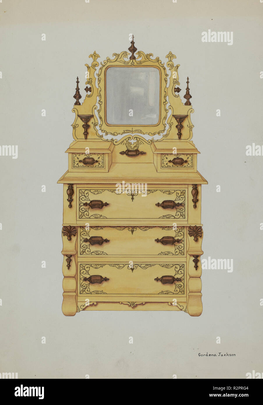 Dresser Dated C 1937 Dimensions Overall 34 9 X 24 2 Cm 13 3