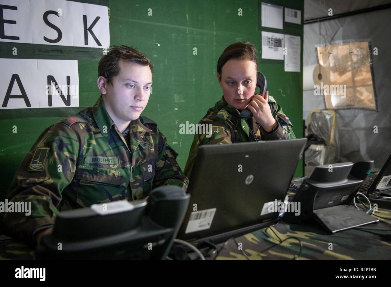 The soldiers in the help desk can assist the Italian soldiers day and night with any CIS requirements. 1 German/Netherlands Corps' Communication and Information Systems Battalion is responsible for the communication between the Headquarters and its brigades. RACE 1 provides the CIS link between 1GNC as LCC and the Italian Ariete Brigade for Exercise Trident Juncture.    With around 50,000 personnel participating in Trident Juncture 2018, it is one of the largest NATO exercises in recent years. Around 250 aircraft, 65 vessels and more than 10,000 vehicles are involved in the exercise in Norway. Stock Photo
